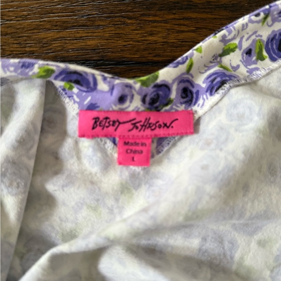 Betsey Johnson White Dress with Purple and Green Floral Print - Picture 3 of 4